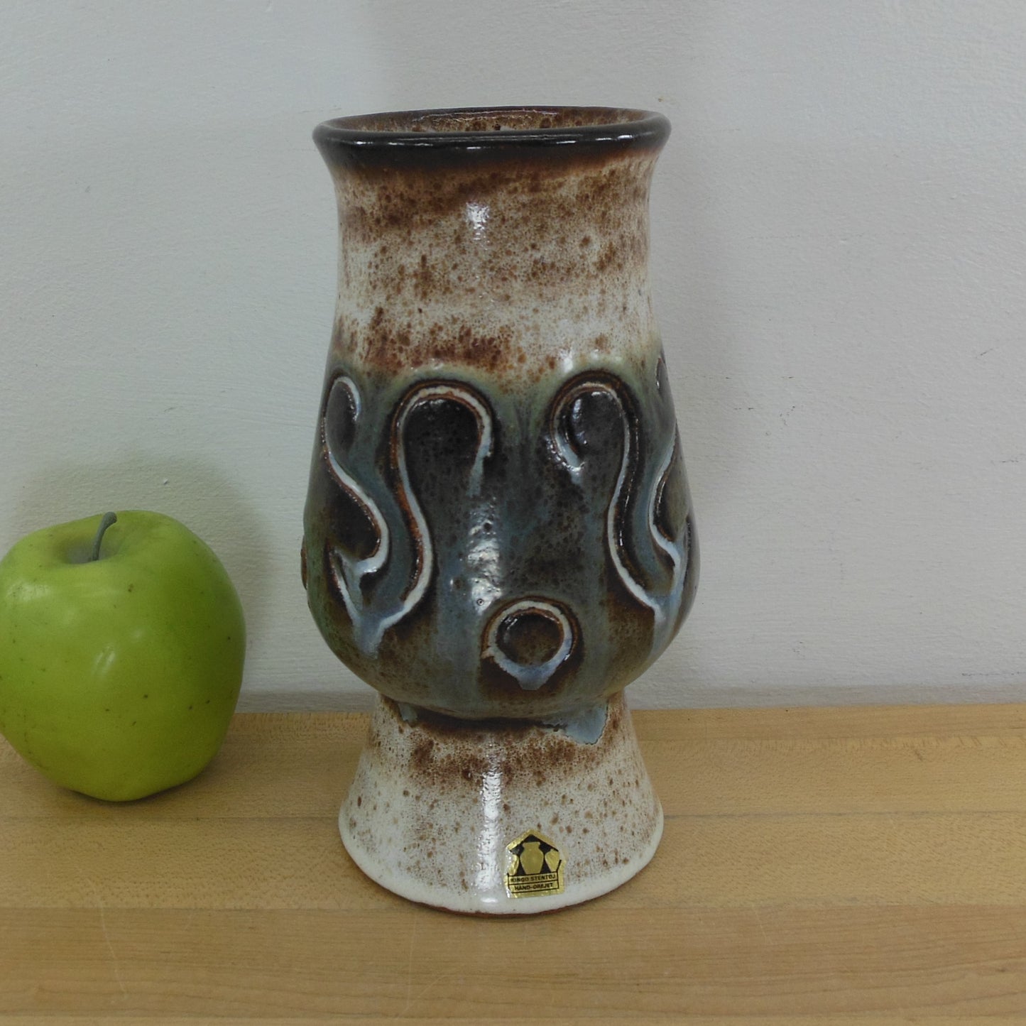 Kingo Keramik Demark Stentoj Pottery Vase Blue Brown