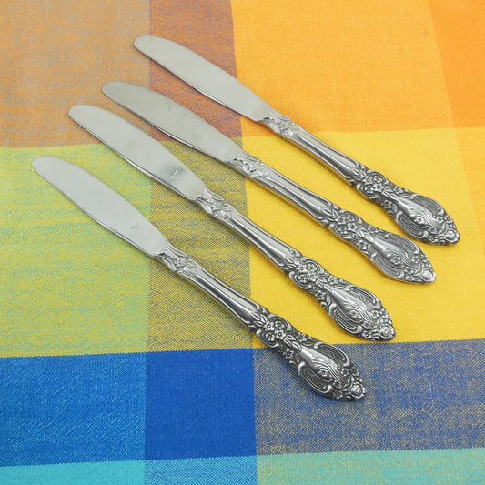 Springtime Japan Unknown Maker Stainless Flatware - 4 Dinner Knives