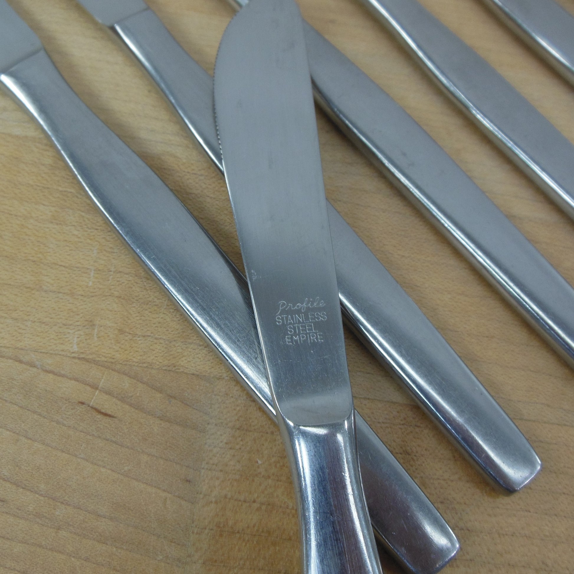 Viners Empire Profile Stainless Flatware - 7 Knives Vintage Used