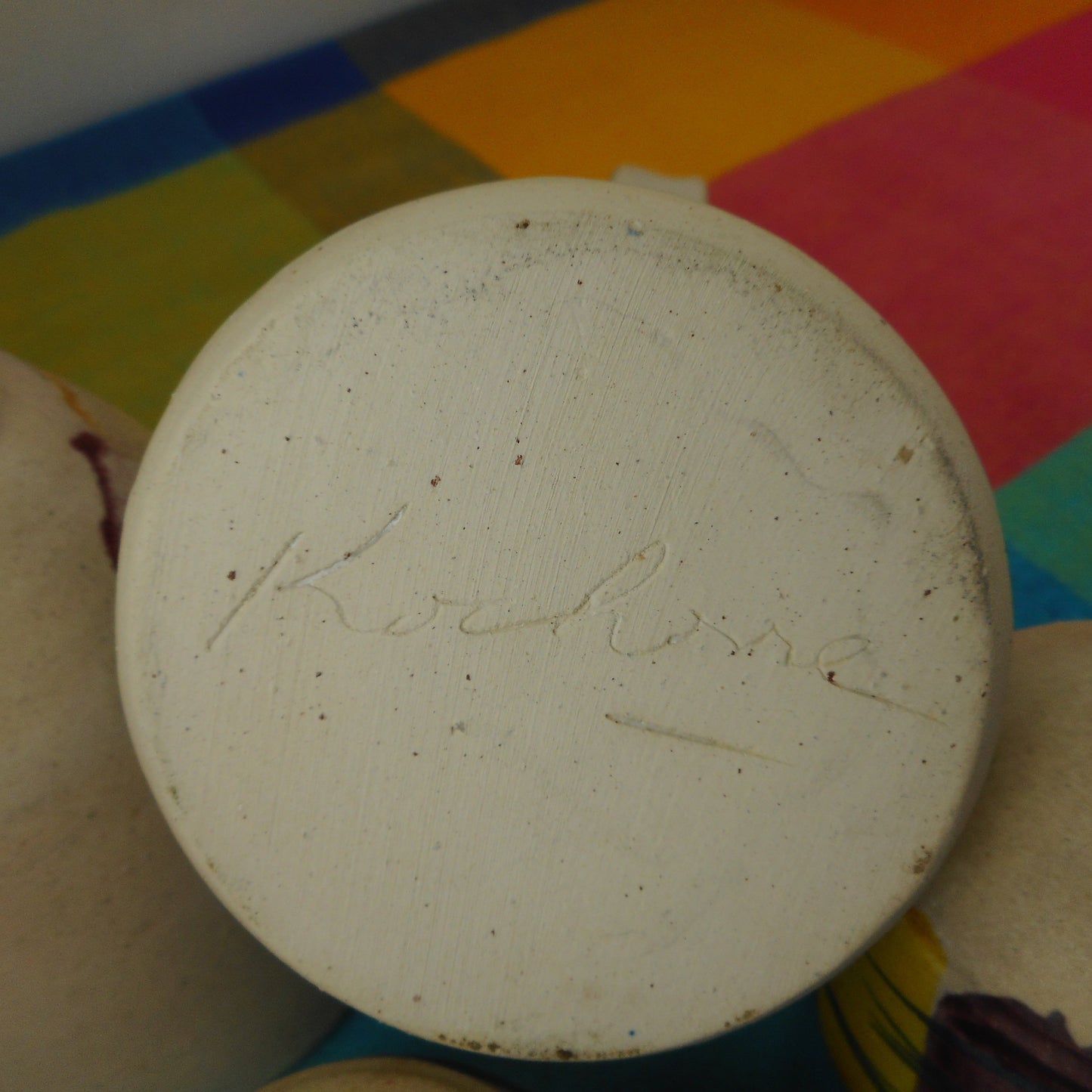 MCM 4 Pieces Pottery Shakers Cruet Jugs Signed Koch**e? Brush Stroke Roche Era Ceramic