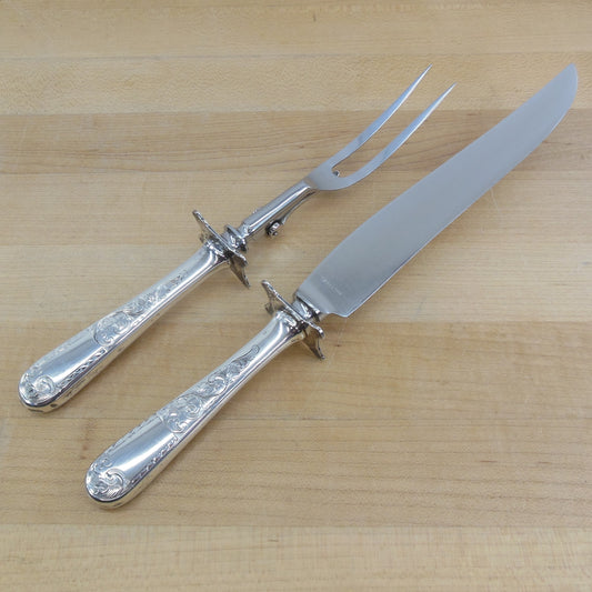 S. Kirk & Son Old Maryland Engraved Carving Set Knife Fork - Mono S Sterling Silver