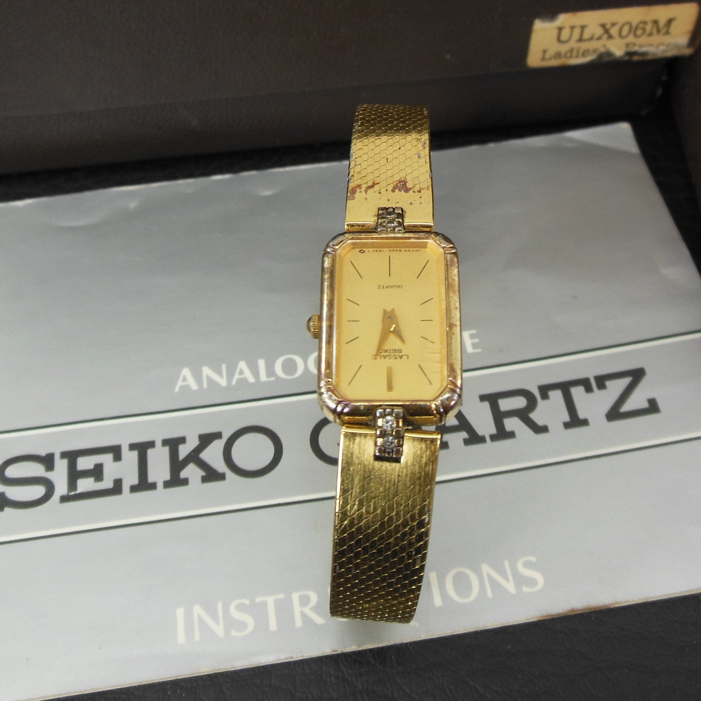 Seiko LaSalle 1980's Women's Gold Filled Diamond Watch Boxed - Parts Repair Used