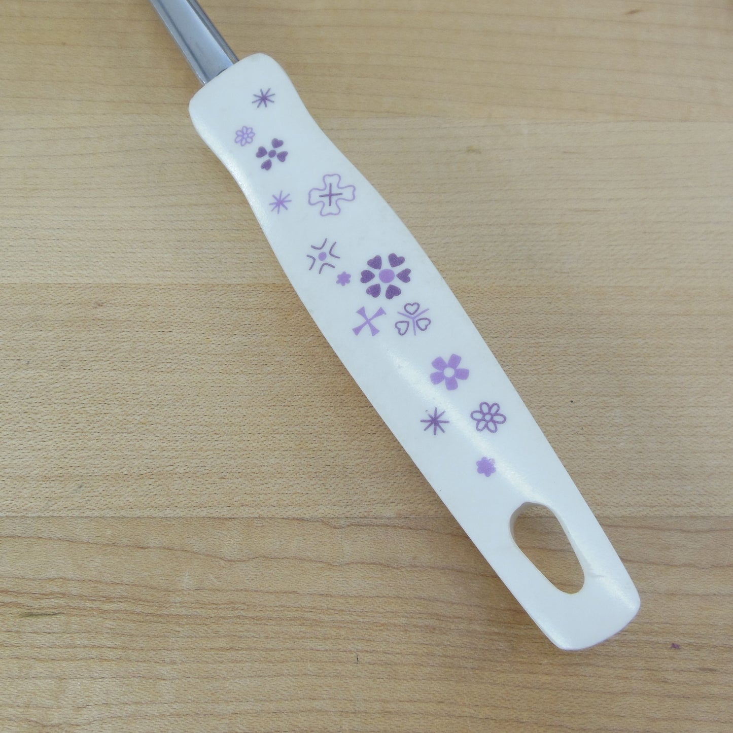 Ekco USA Stainless Ladle Melamine Purple Flower Power Starburst Hearts Vintage