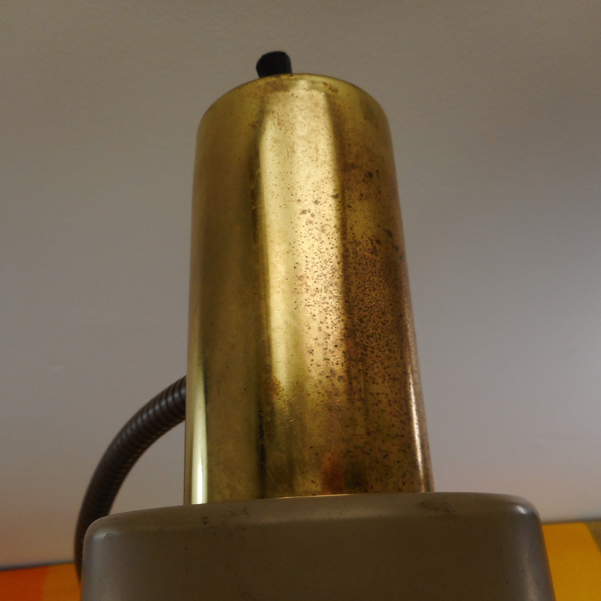 Keystone Gooseneck Desk Lamp Brown/Tan Brass Walnut Wood MCM Used