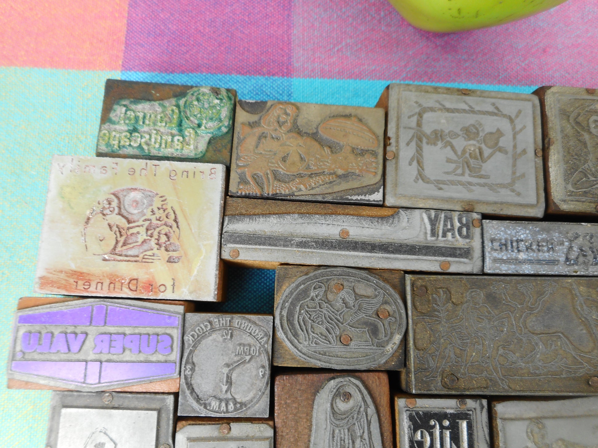 Letterpress Printing Vintage 37 Lot Lead Wood Block Images - Mythology Spiritual Nudes Advertising Oriental