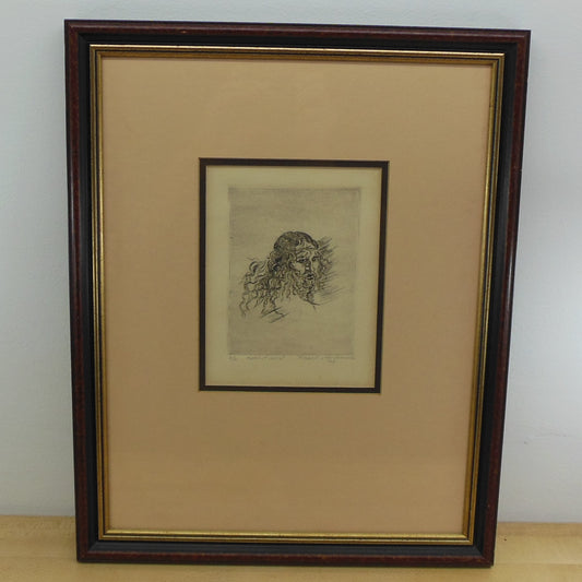 P. Isbell Signed 1969 Framed Print Art "Head of Christ"