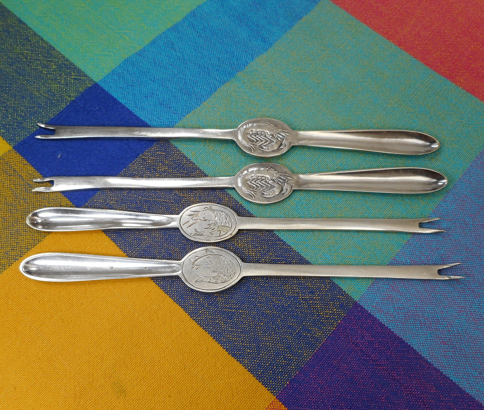 Lobster Picks Forks Set of 4 - Silver Plated William Hutton & James Dixon