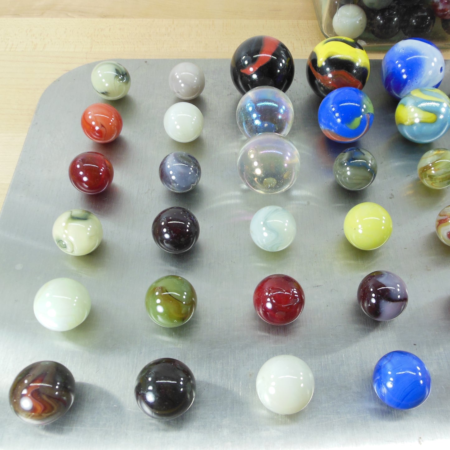 Glass Marble Shooters 87 Pieces Estate Lot - Large 1-5/8" 40mm 35mm 24mm 1-3/8"