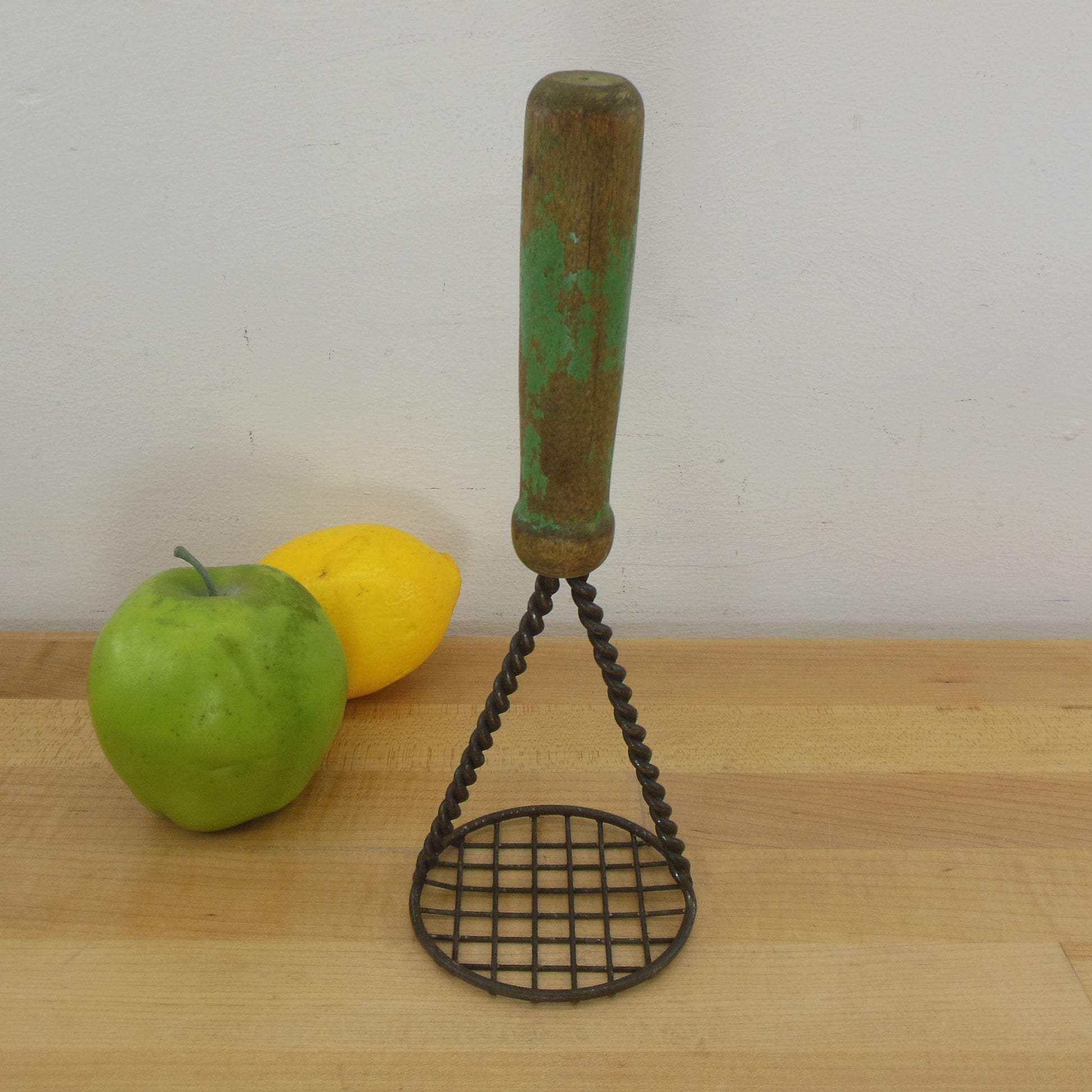 Vintage Potato Masher With Wood Handle Vintage Kitchen Tool Utensil Mid  Century Chippy Yellow and Gold Sparkles Rustic Food Masher 