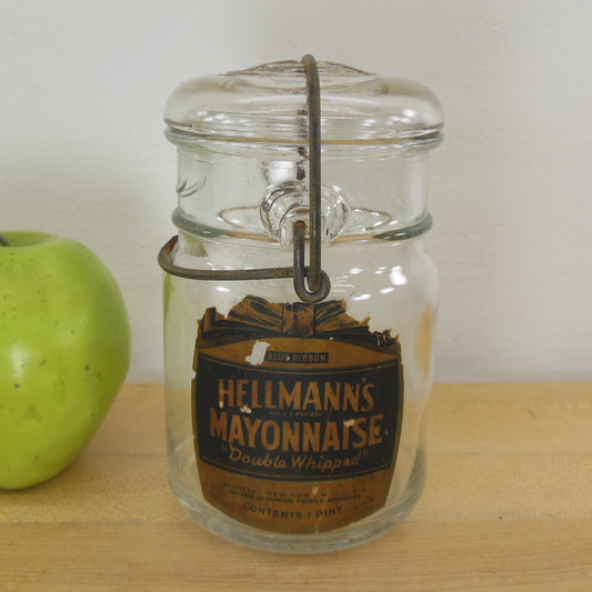 Hellman's Mayonnaise 1 Pint Glass Fruit Canning Jar