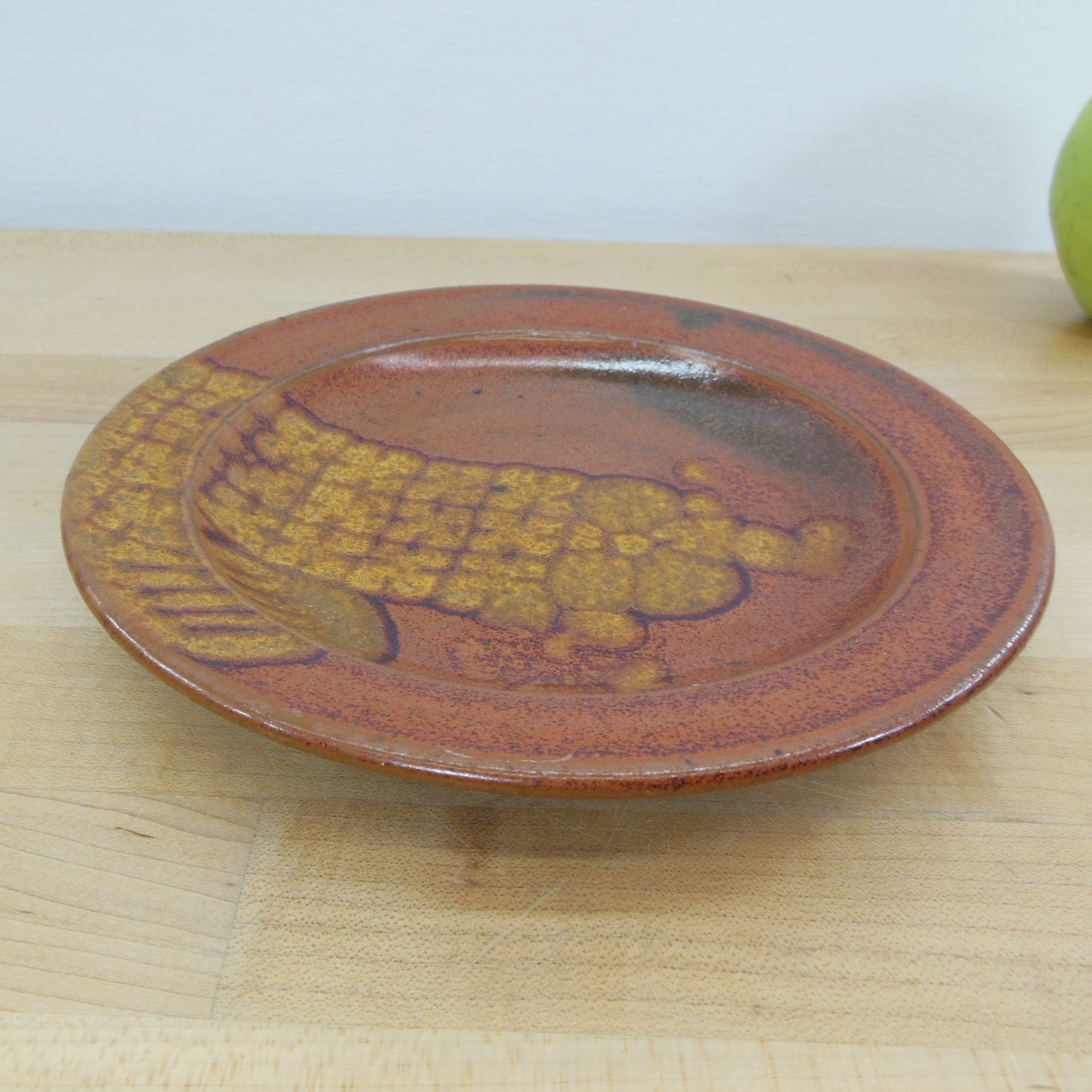 Michael Cohen Stoneware Pottery Small Plate Brown Yellow Rust Color Vintage