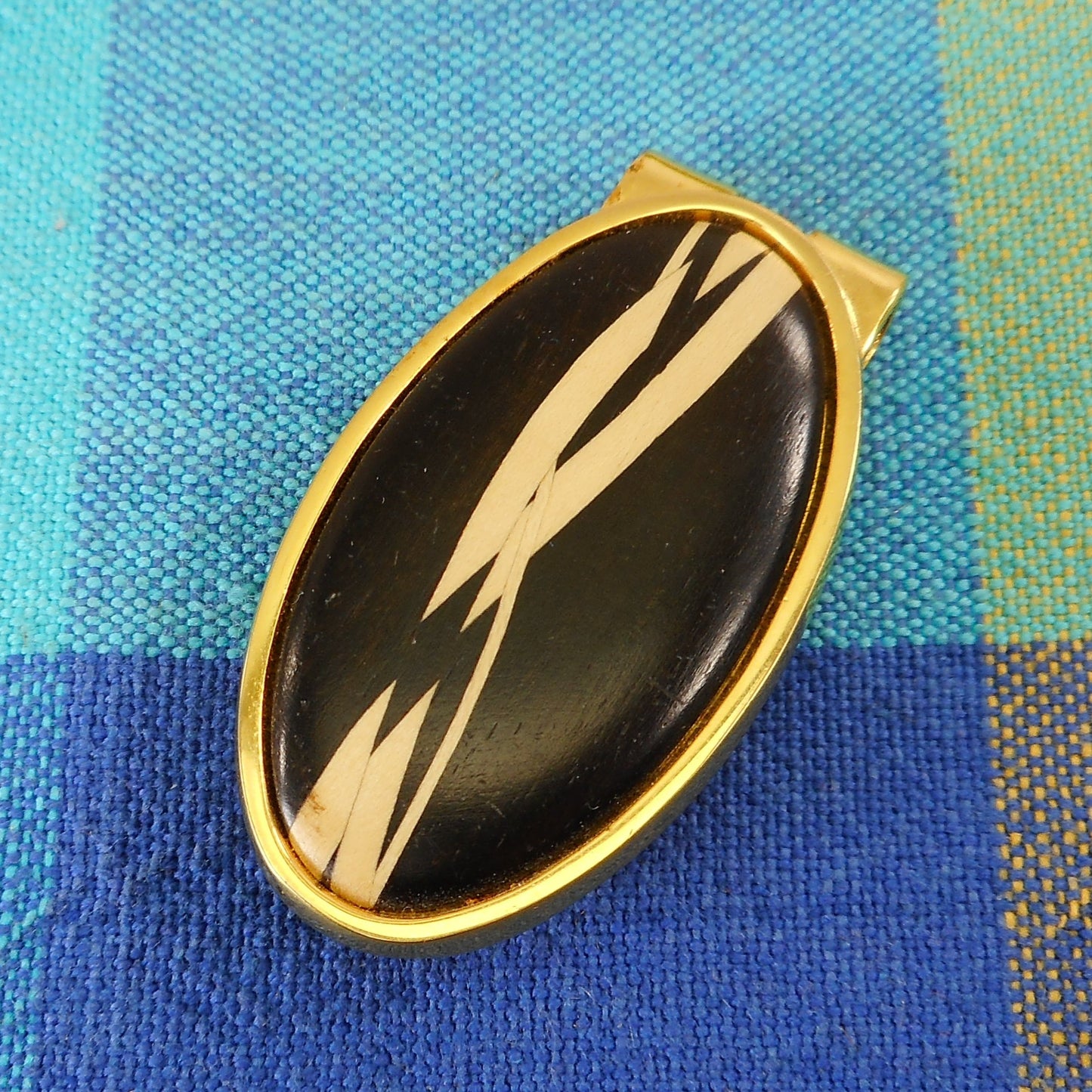 Money Clip Unbranded Vintage Gold Filled Ebony Oval Inlay