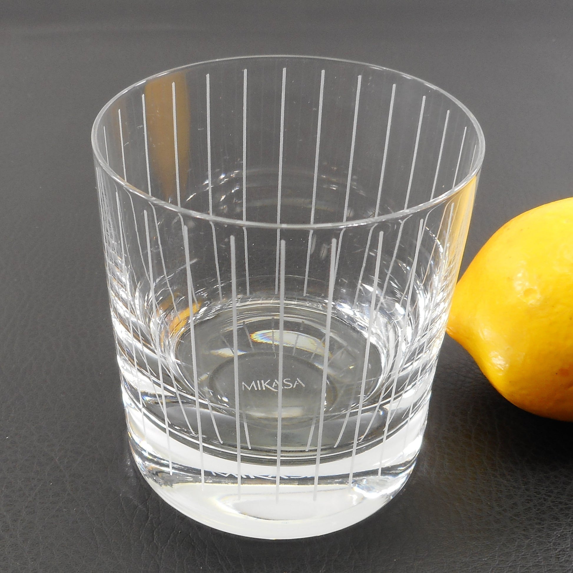 Mikasa Cheers Low Ball Old Fashioned Glass - Vertical Lines