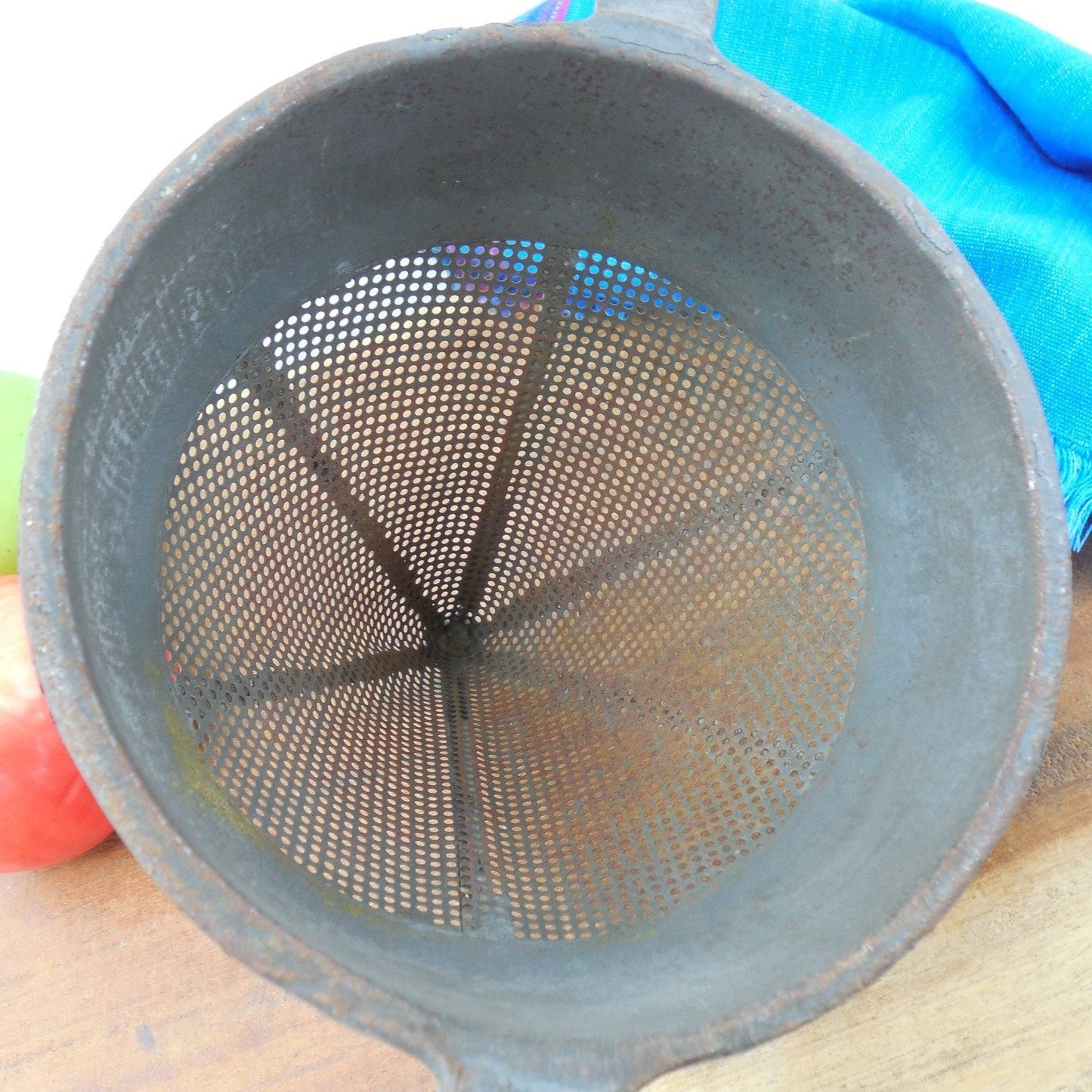Antique Cast Iron Steel Food Cone Sieve Mill Ricer - Rustic Farm Shabby Industrial Decor... surface rust