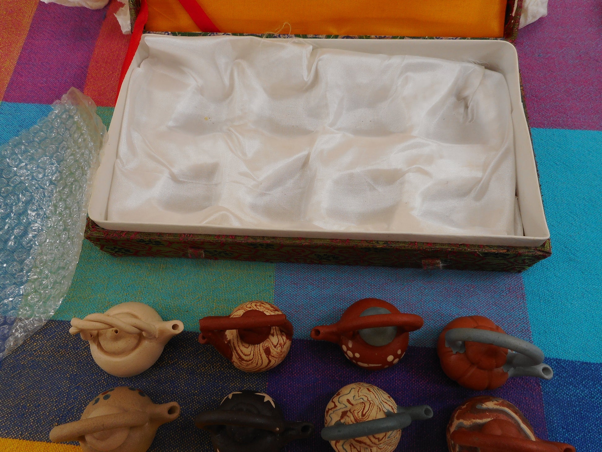 Chinese 8 Boxed Set Miniature 2" Clay Teapots Estate