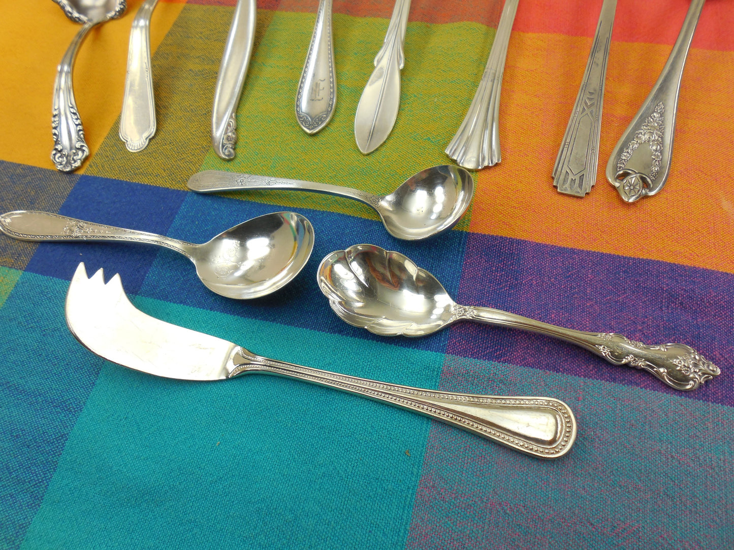 12 Piece Mismatched Serving Set - Shabby Cottage Elegant Floral Silverplate Flatware... Antique Silverware... cheese knife