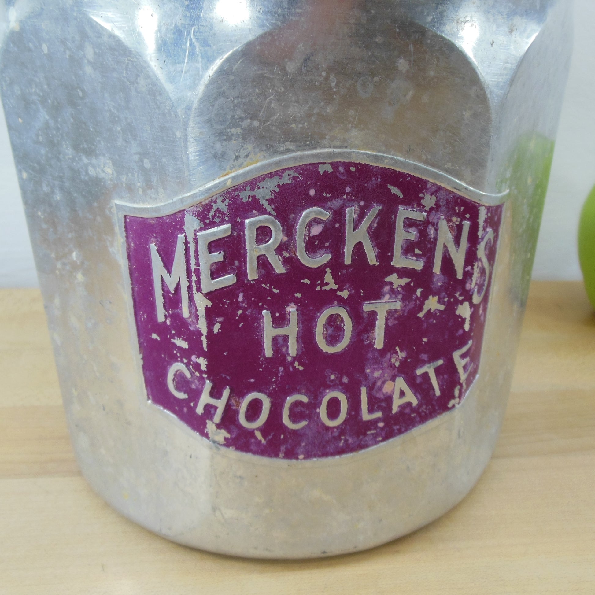 Merckens Hot Chocolate Aluminum Can Canister Soda Fountain Commercial vintage