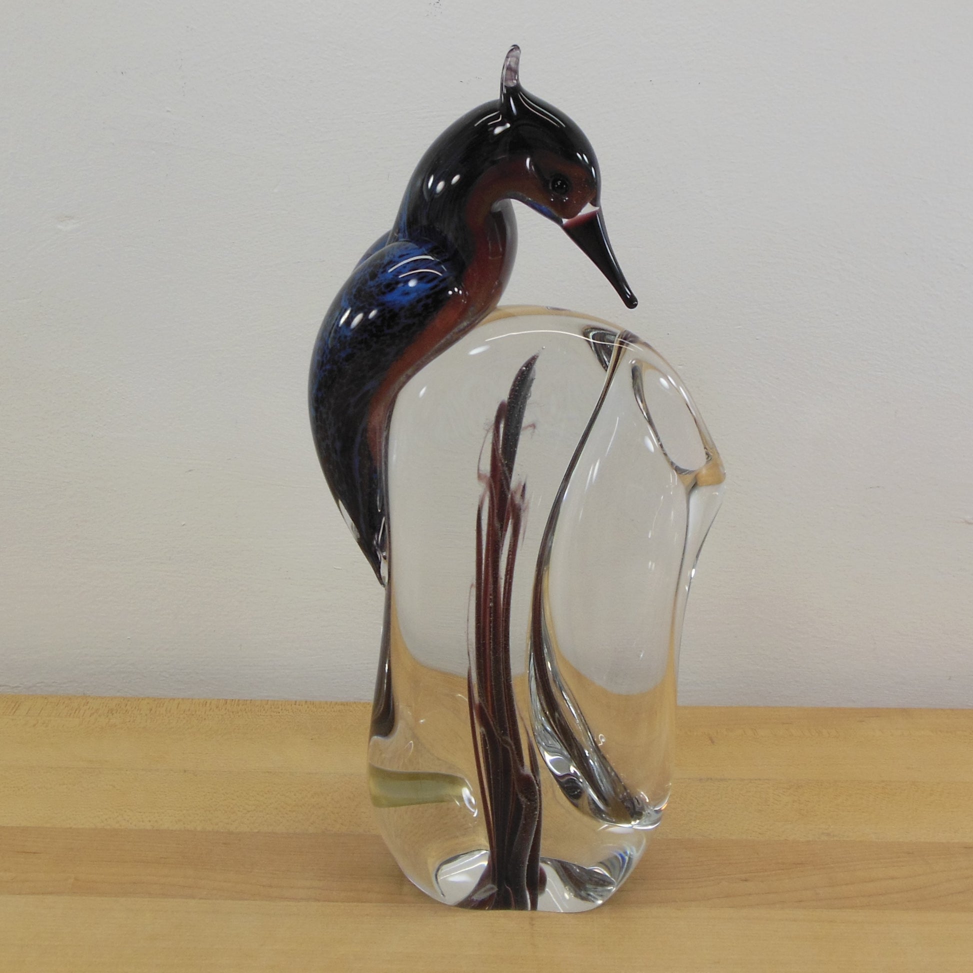Benito Marolin FM Konstglas Sweden Blown Art Glass Bird Vase 11" Vintage