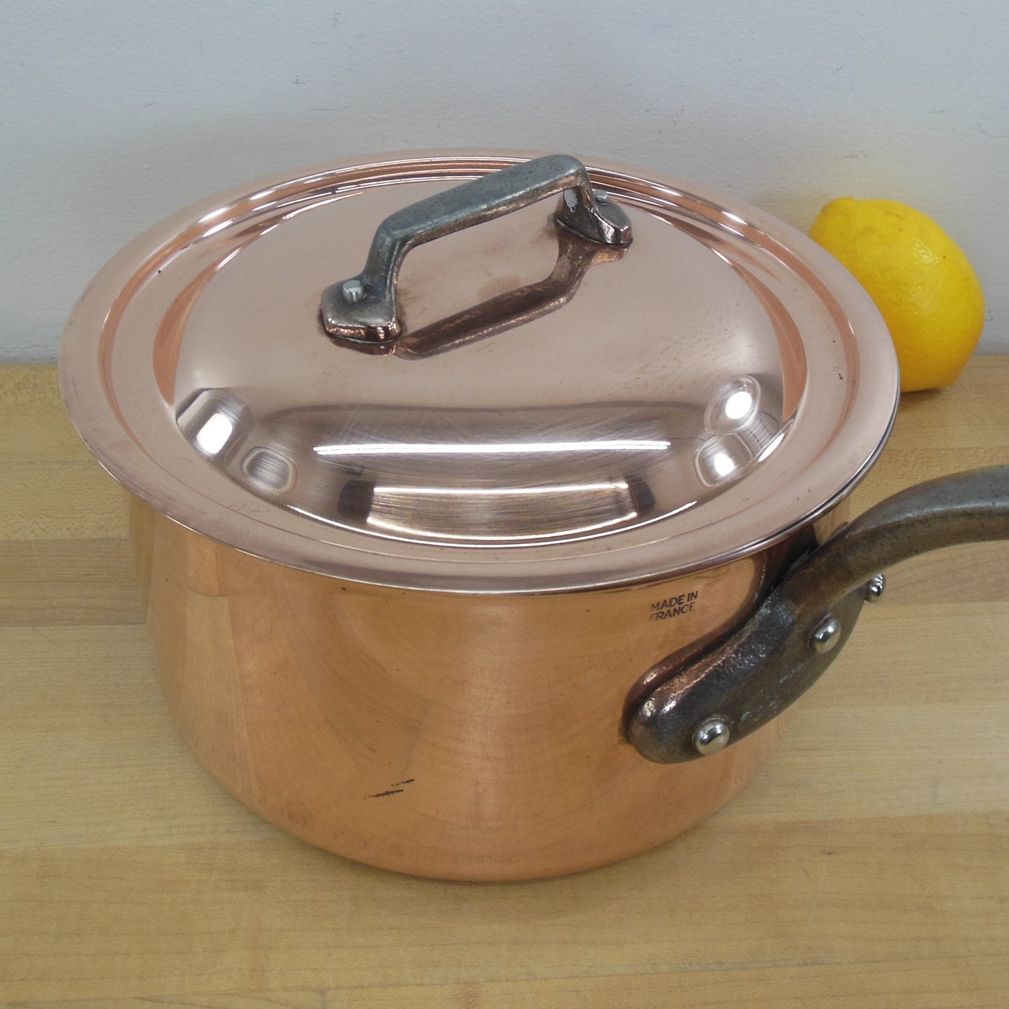 Unbranded Mauviel France Copper Stainless 3.5 Saucepan & Cover Vintage