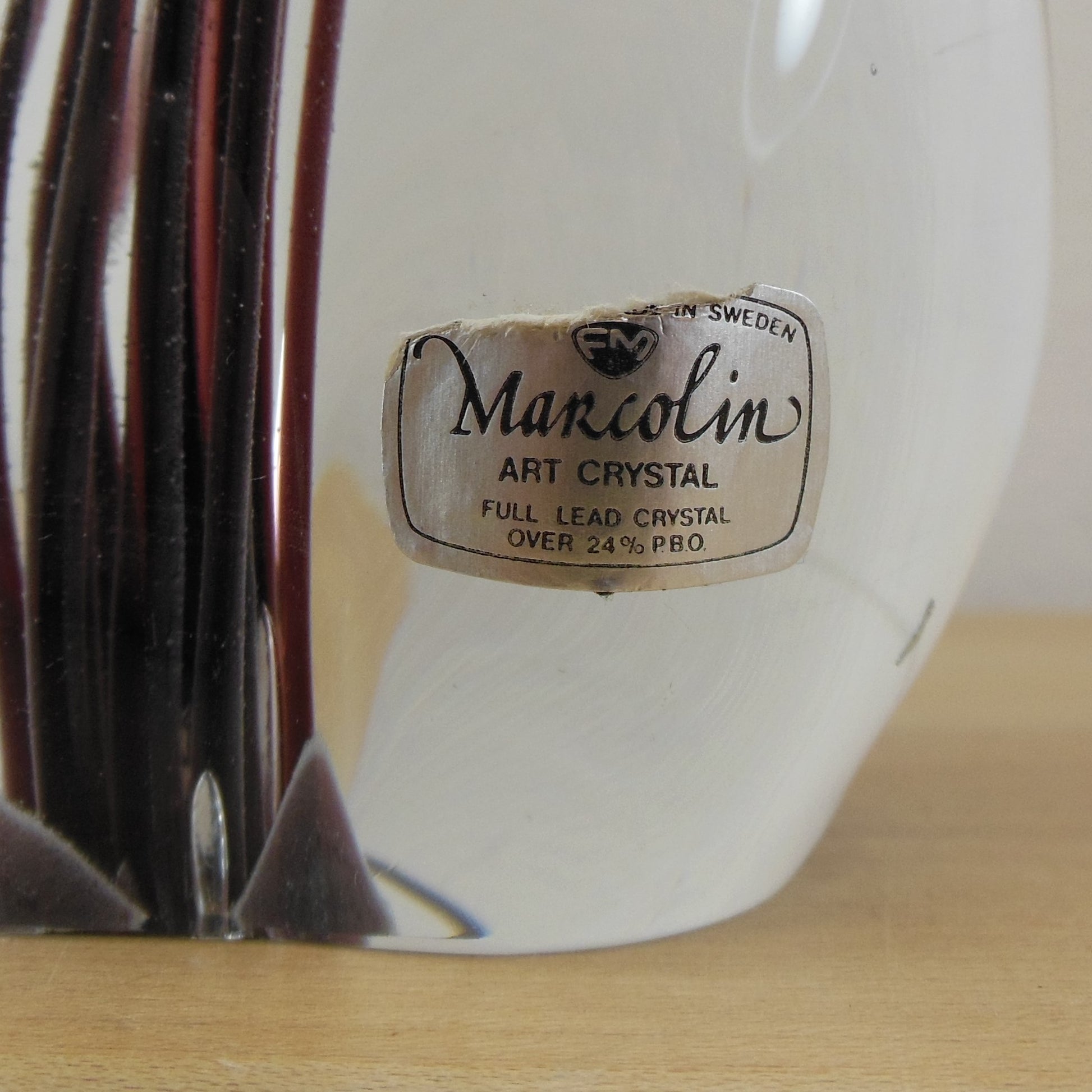 Benito Marolin FM Konstglas Sweden Blown Art Glass Bird Vase 11" Original Foil Label
