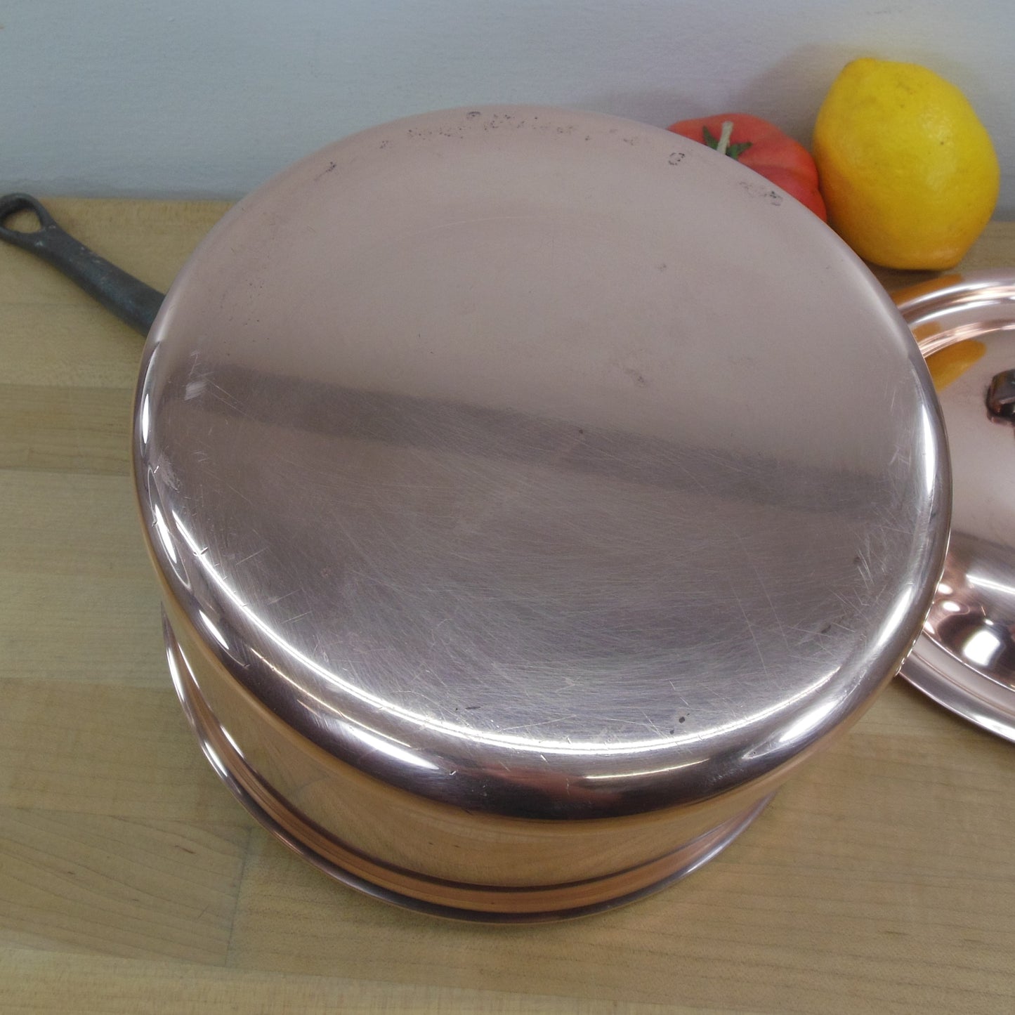 Unbranded Mauviel France Copper Stainless 3.5 Saucepan & Cover Bottom cast Iron handles
