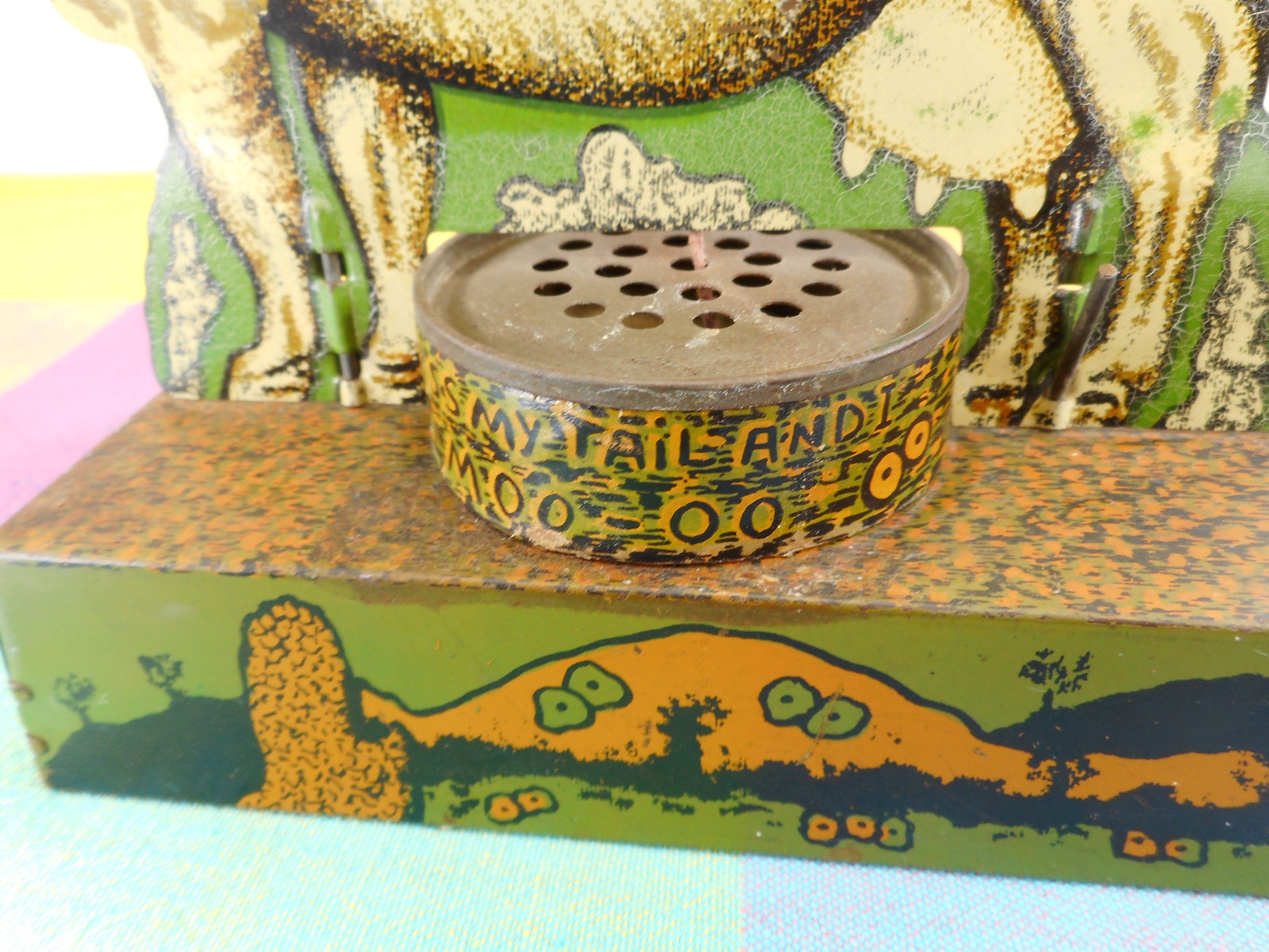 Cow Vintage Litho Tin Toy - Press My Tail And I Moo-oo Noise