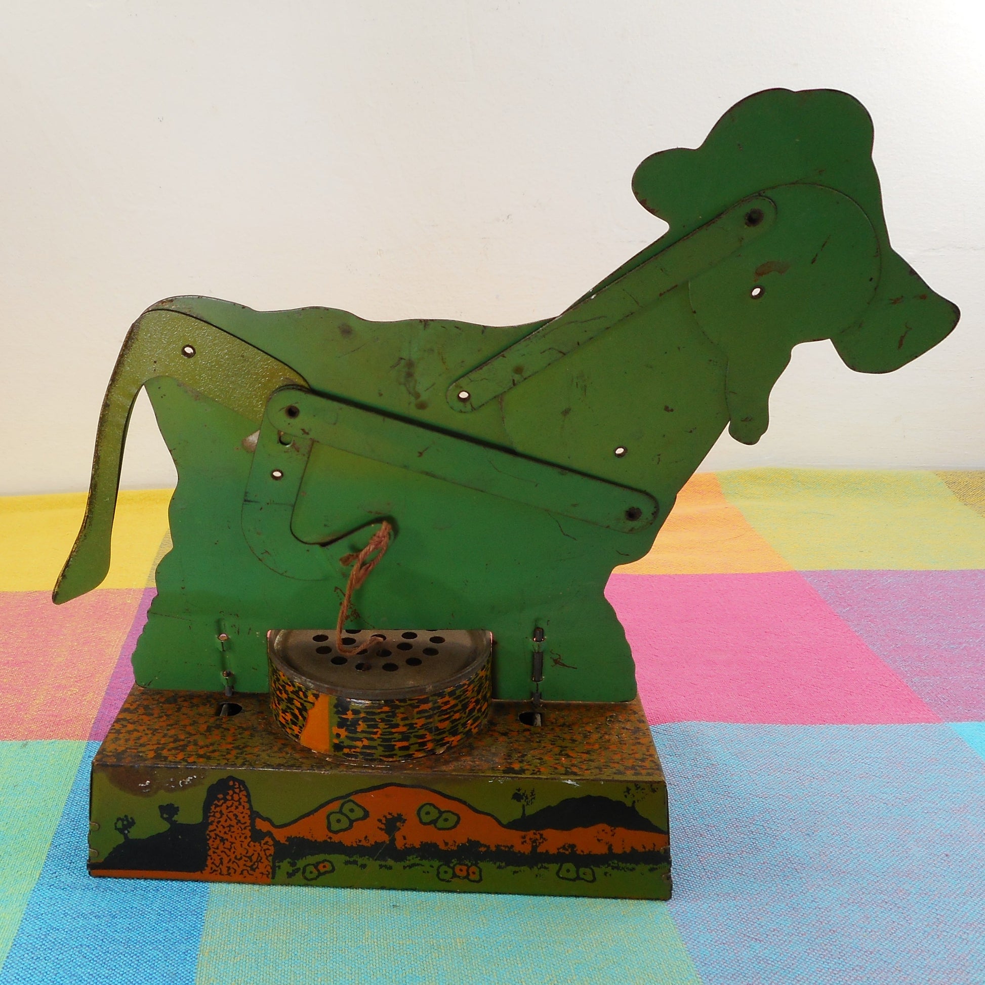 Cow Vintage Litho Tin Toy - Press My Tail And I Moo-oo Used
