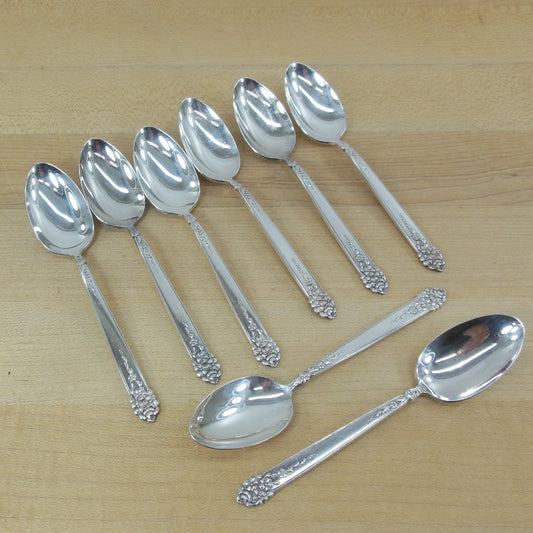 National Silver Co. King Edward Silverplate Moss Rose Demitasse Spoons - 8 Set