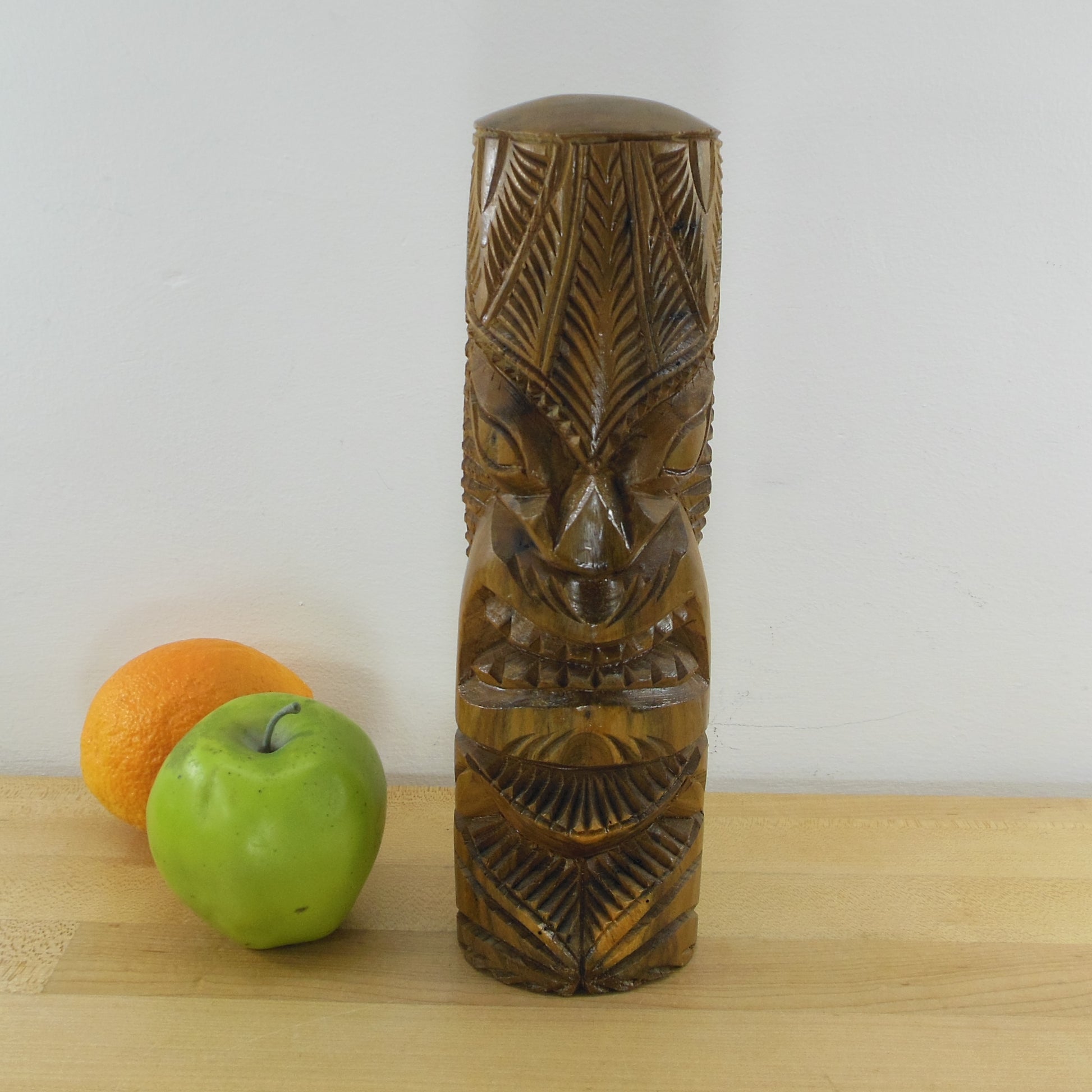 Nonu Signed Carved Wood Tiki Totem Statue 11"