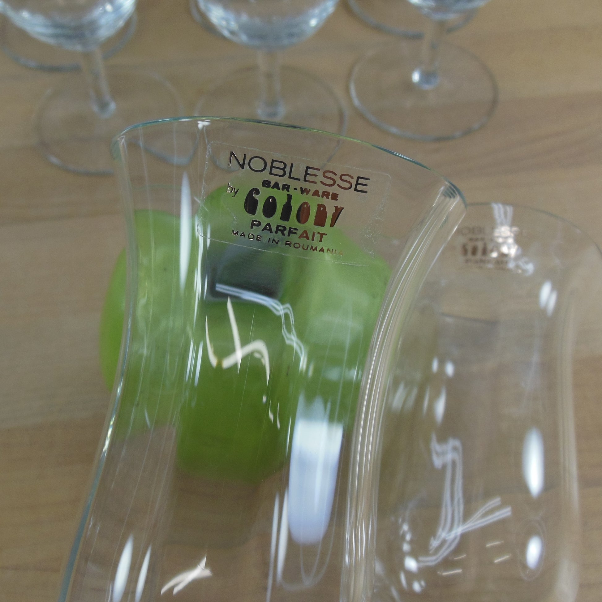 Noblesse by Colony Romania Clear Parfait Glass - 8 Set Original Sticker