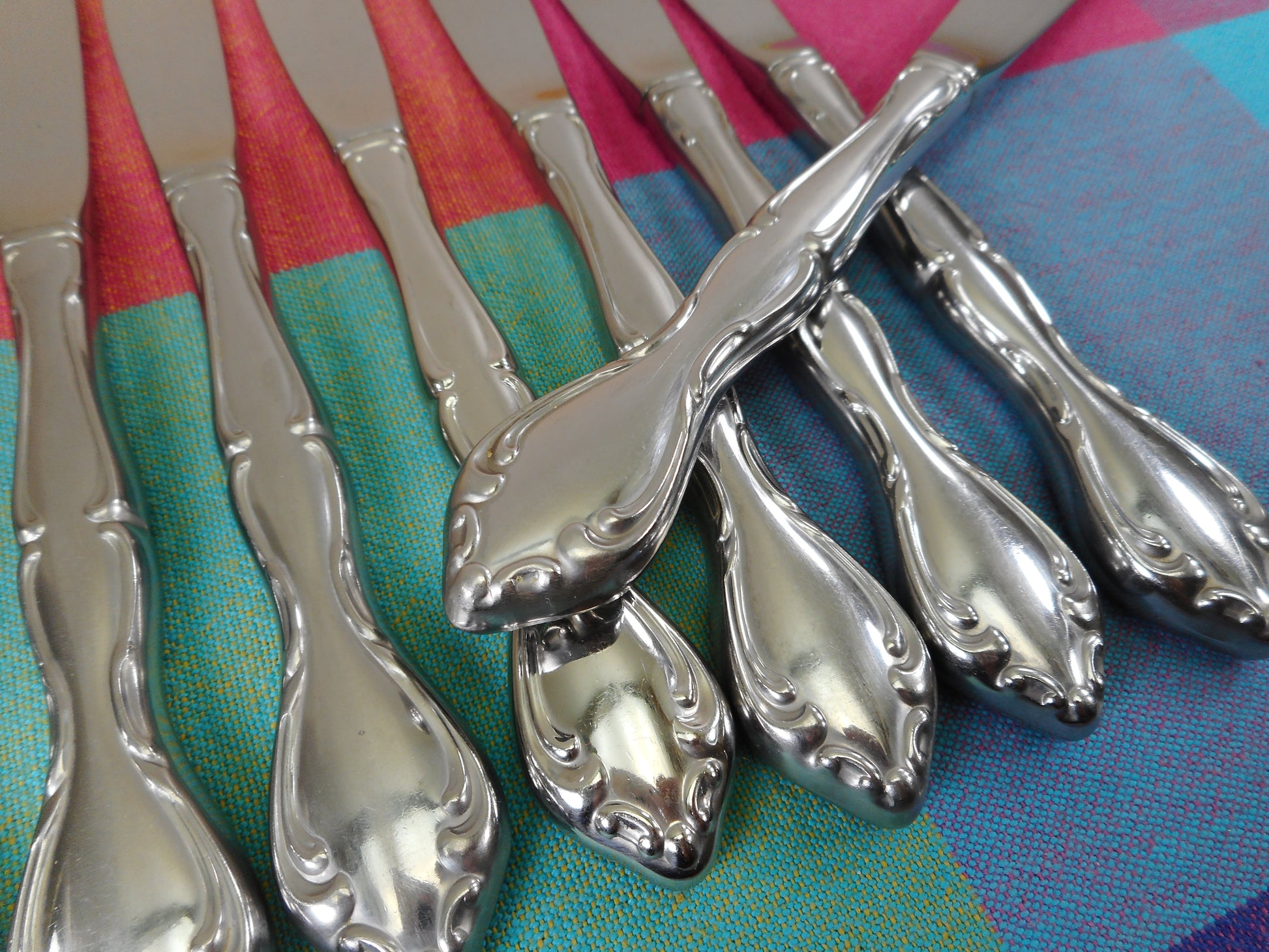 Oneida Cantata Stainless Flatware - 9 Dinner Knives 9" Used Vintage