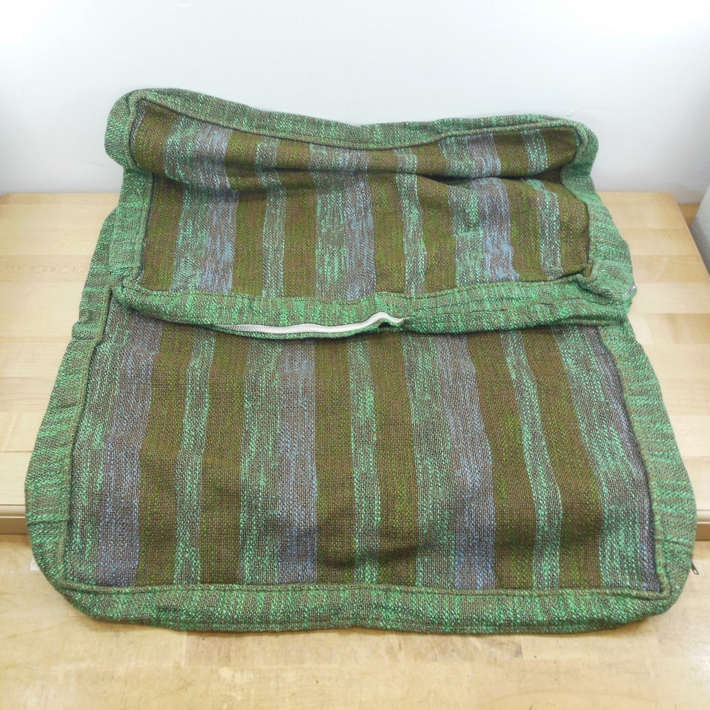 Danish Modern 1960's Lounge Chair Box Cushion Slip Covers Green Lavender Brown Strip