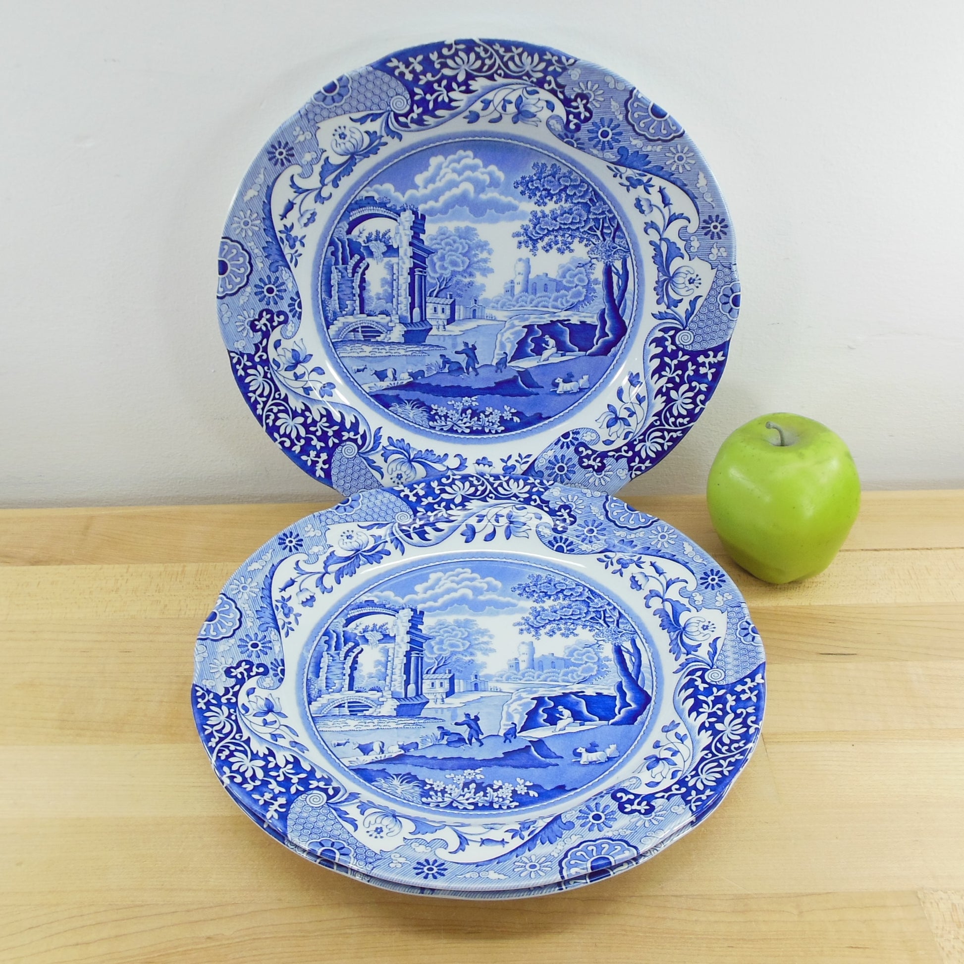 Spode England Blue Italian Dinner Plates - 3 Set