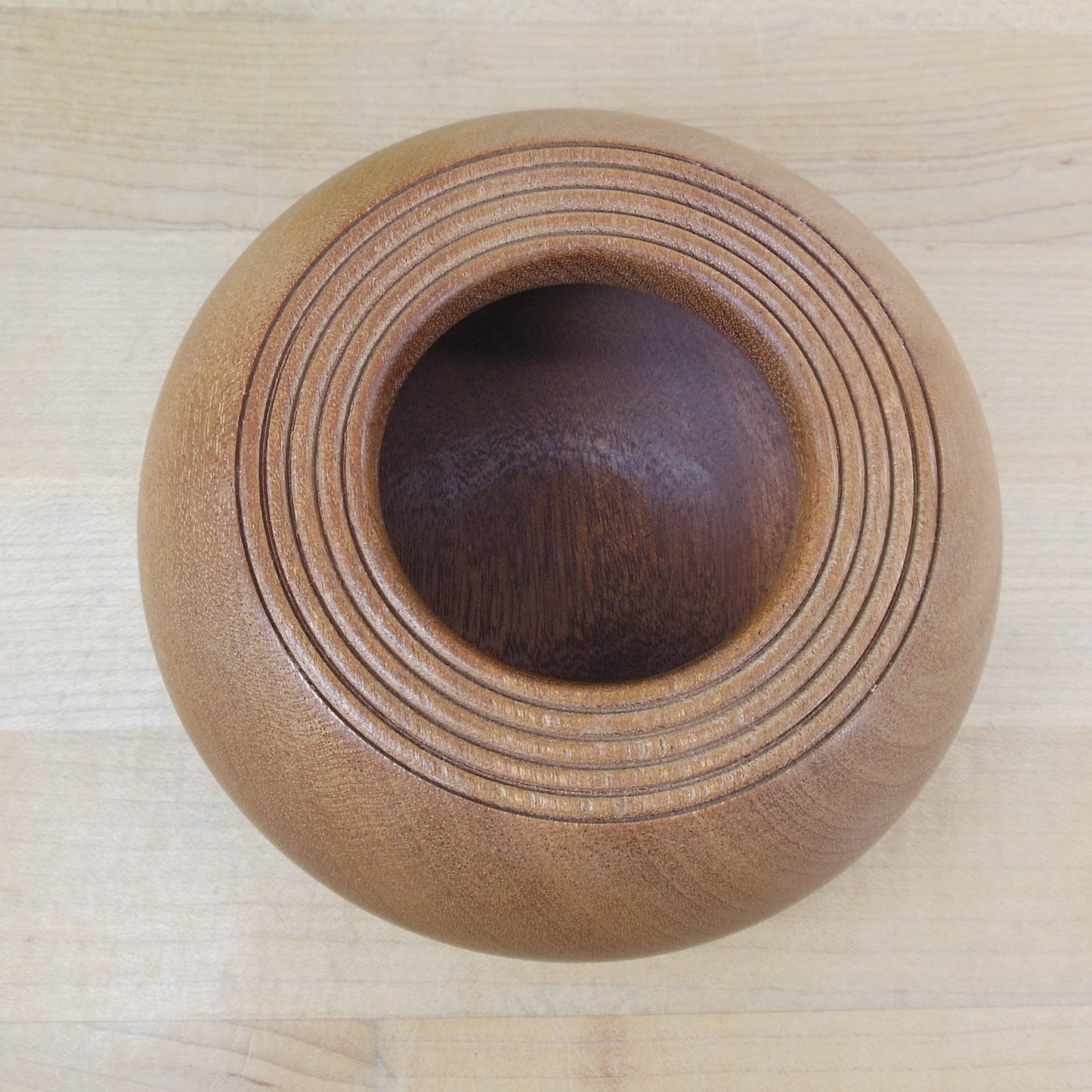 Pete Signed 2016 Sapele Turned Wood Small Bowl Rim Rings