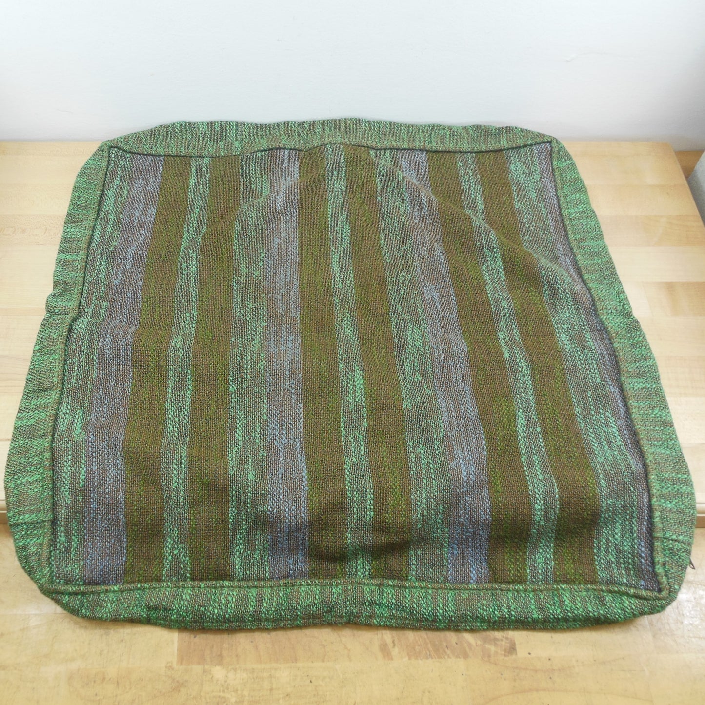 Danish Modern 1960's Lounge Chair Box Cushion Slip Covers Green Lavender Brown Strip Bottom