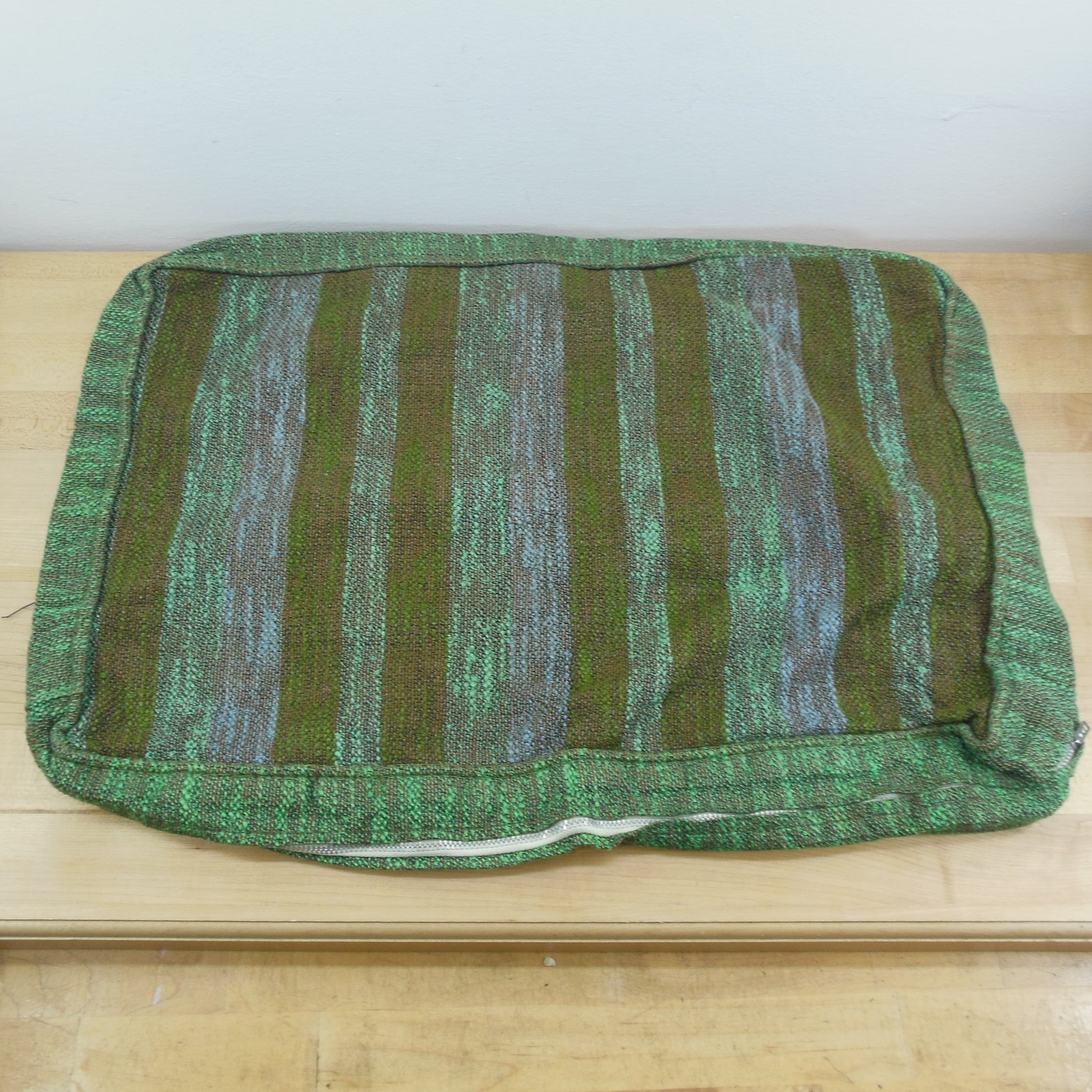 Danish Modern 1960's Lounge Chair Box Cushion Slip Covers Green Lavender Brown Strip Top