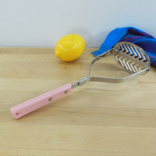 Ekco Forge USA Stainless Potato Masher Pink Handle