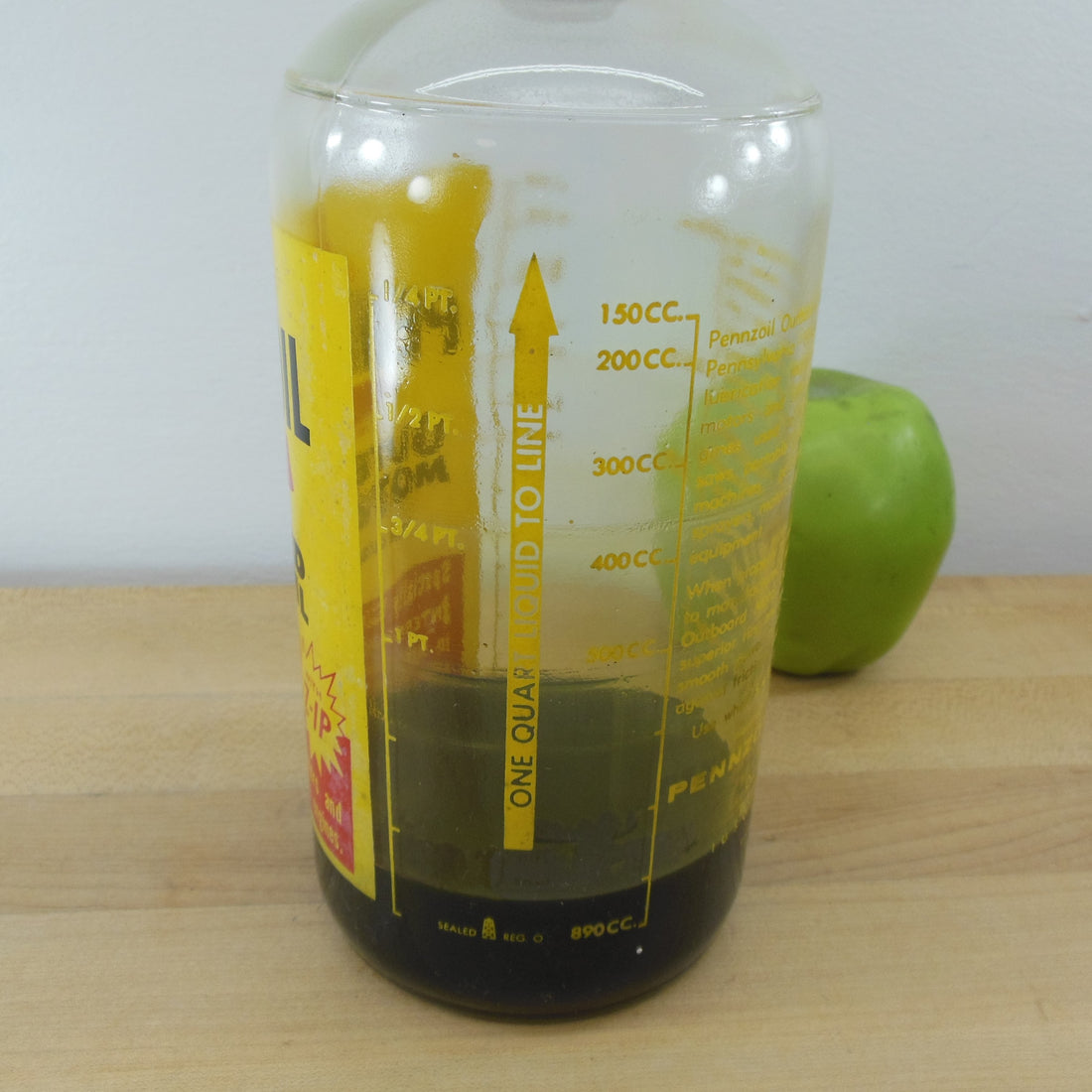 Pennzoil Outboard Motor Oil Glass 1 Quart Bottle Olde Kitchen & Home