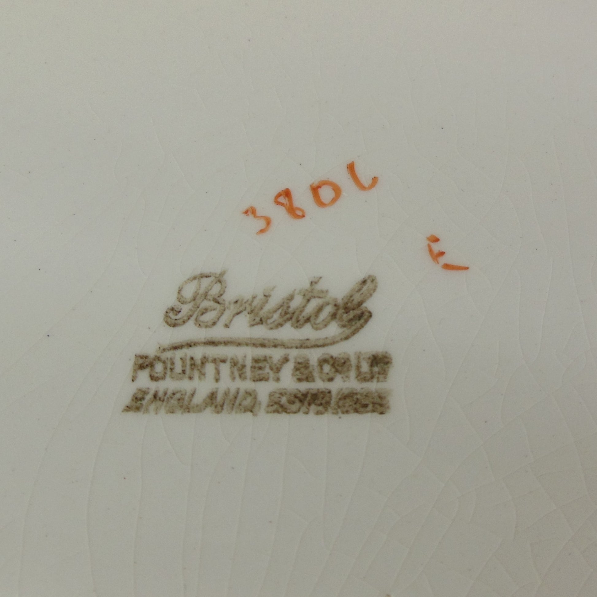 Pountney & Co. England Bristol China Oval Pattern Blue Reddish Yellow maker Mark