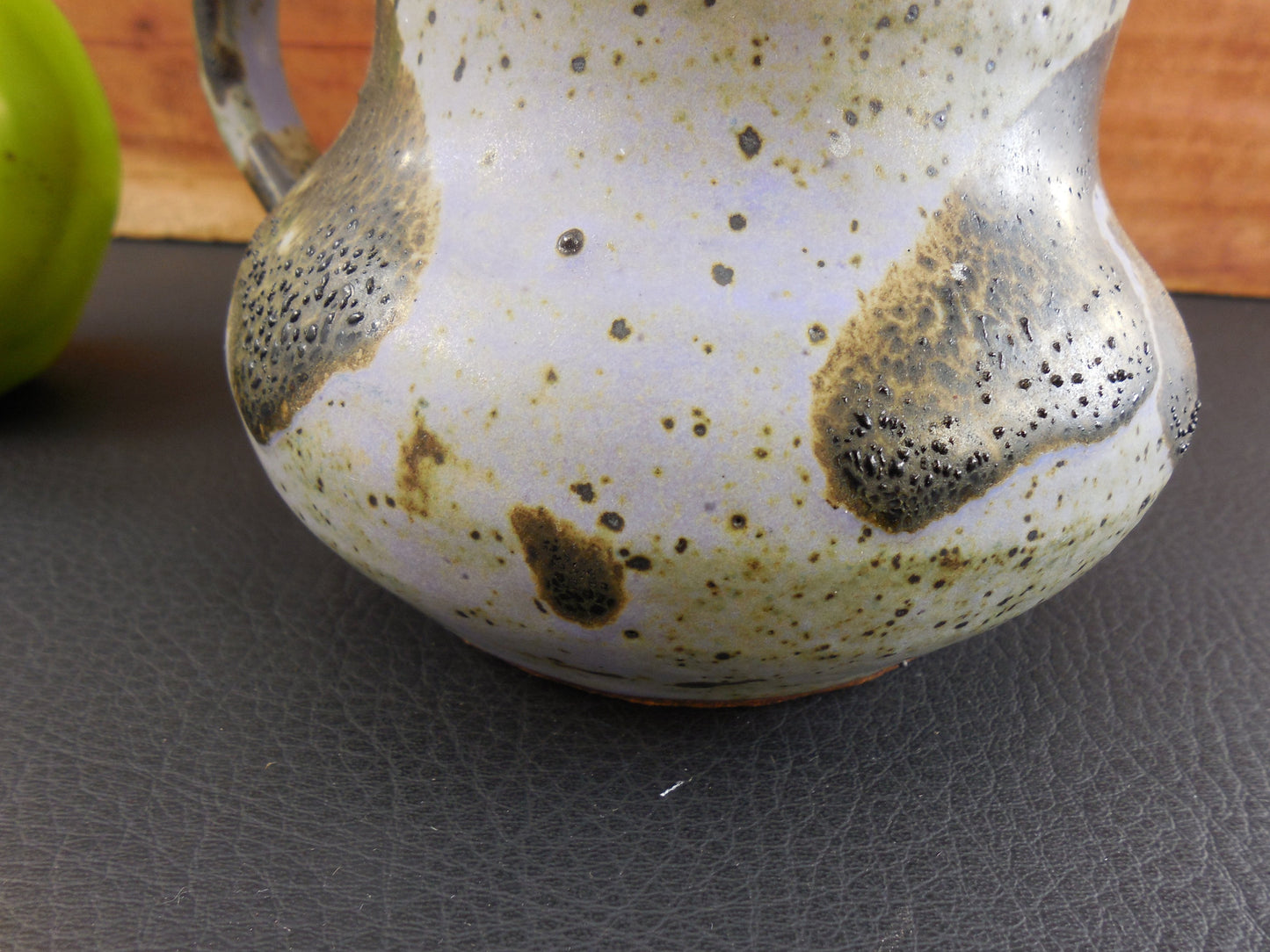 Studio Art Thrown Pottery Small Pitcher or Creamer - Lavender Brown Purple Stoneware Unsigned side view