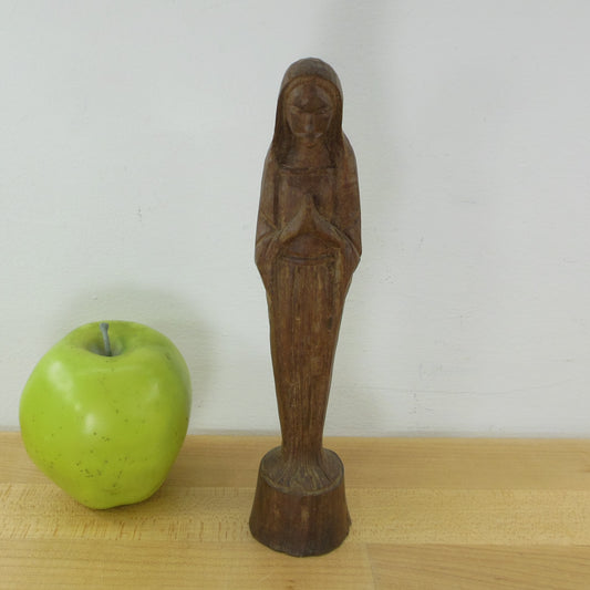 Carved Wood Statue Christian Prayer Jesus Mary