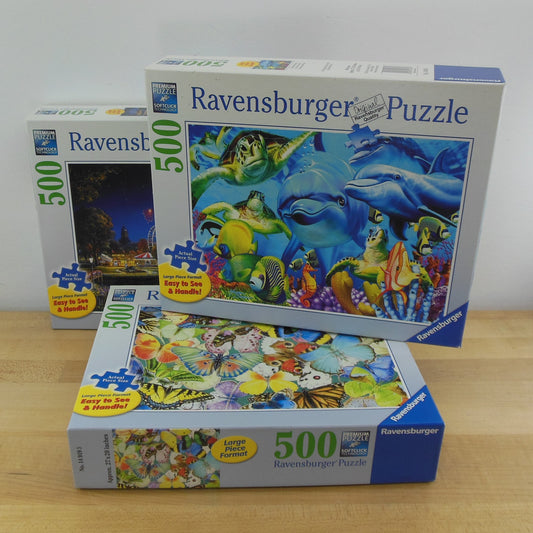 Ravensburger Puzzle 3 Lot 500 Large Pieces Star Spangled Underwater Smiles Butterflies