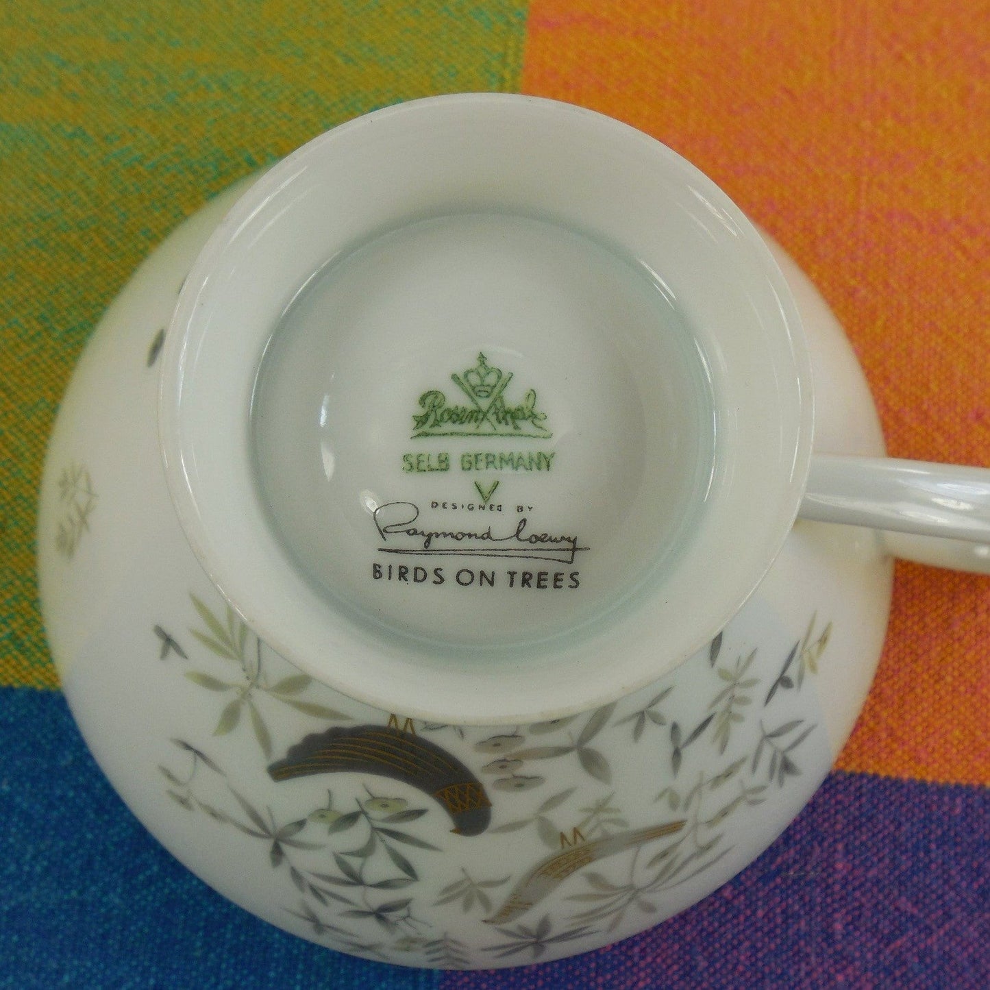 Rosenthal Germany - 1960s Raymond Loewy - Birds On Trees - Coffee Tea Cup logo mark