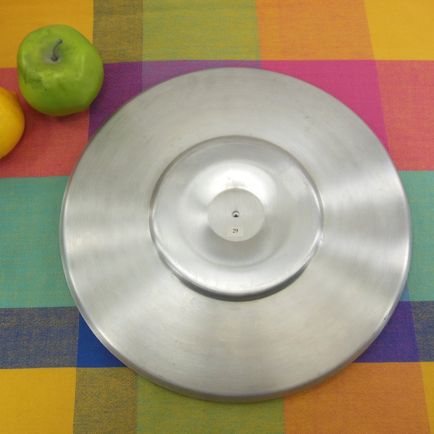 Unbranded Danish Modern Red/Orange Tile Metal Serving Platter Aluminum