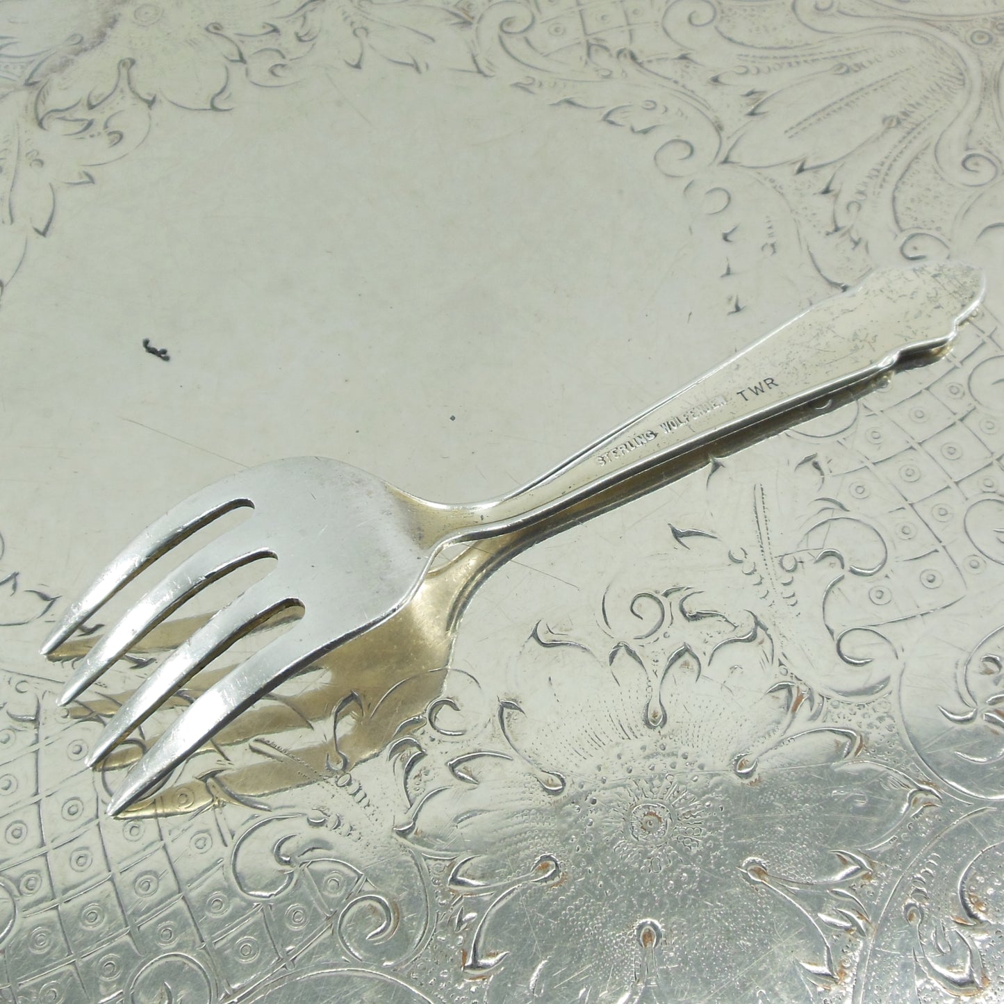Wolfenden WOX5 Sterling Silver Baby Fork Mono RFM Vintage Used
