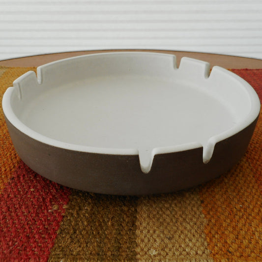 Lee Rosen Design Technics White Brown Ceramic 9" Ashtray MCM