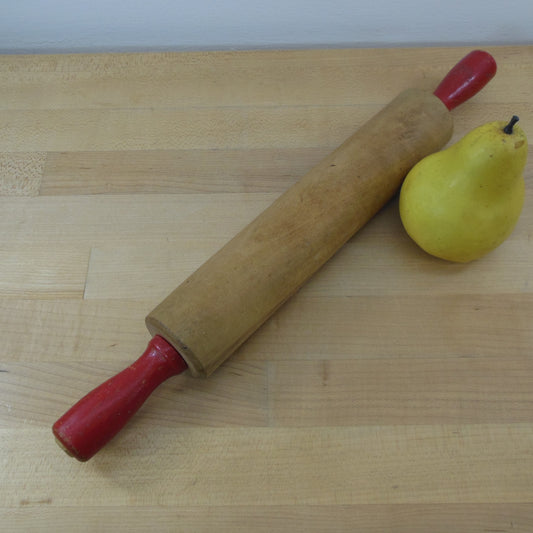 Unbranded Maple Rolling Pin Red Handles Vintage baking