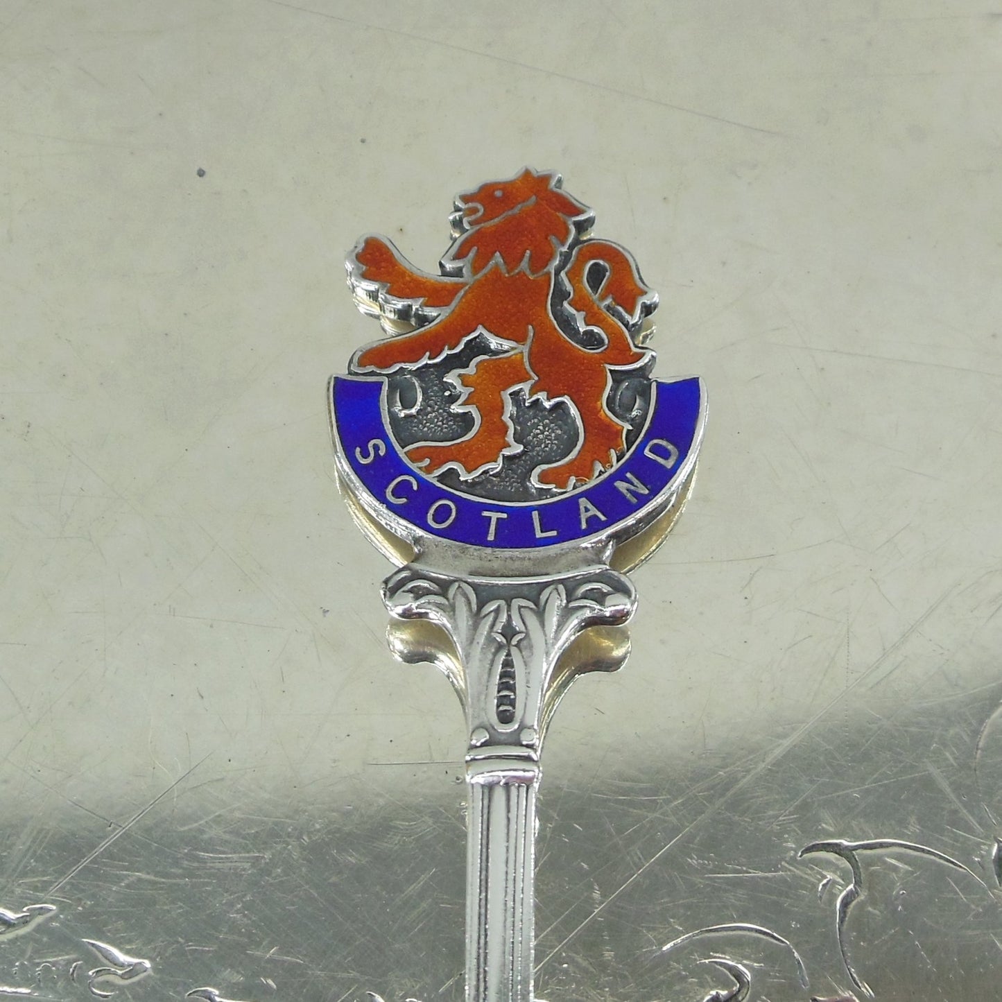 Deakin & Francis 1950 Enamel Sterling Souvenir Spoon Scotland Royal Banner Vintage