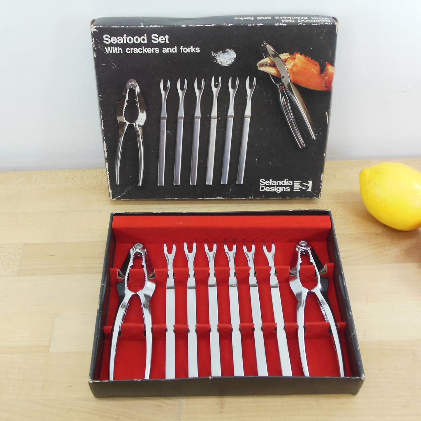 Selandia Designs Boxed Seafood Set Crab Crackers Forks Stainless
