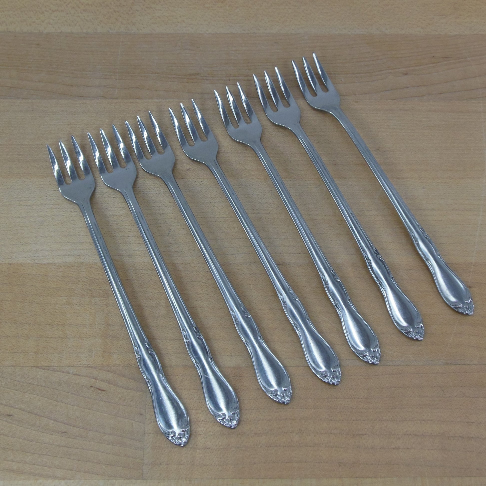 Oneida Simon L. & George H Rogers Co. Homestead Stainless Cocktail Seafood Forks Vintage